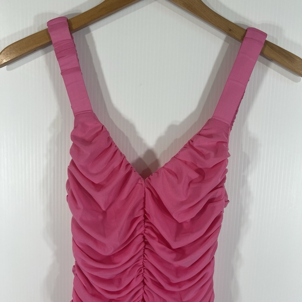 HELLO MOLLY Let's Celebrate Mini Dress Size S 4 Pink Ruched Bodycon Barbie NEW - Picture 4 of 13